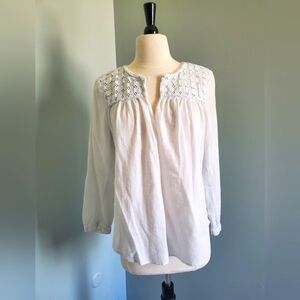 J.Crew 100% Cotton Peasant Top with Crochet Detail – Size Small